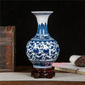 景德镇陶瓷器仿古青花瓷中号花瓶中式 饰酒柜客厅博古架摆件 家居装