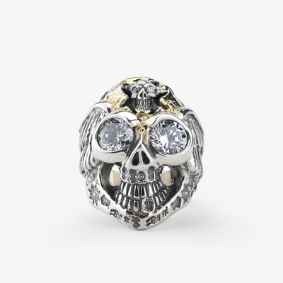 BWL925纯银天使之翼骷髅戒指