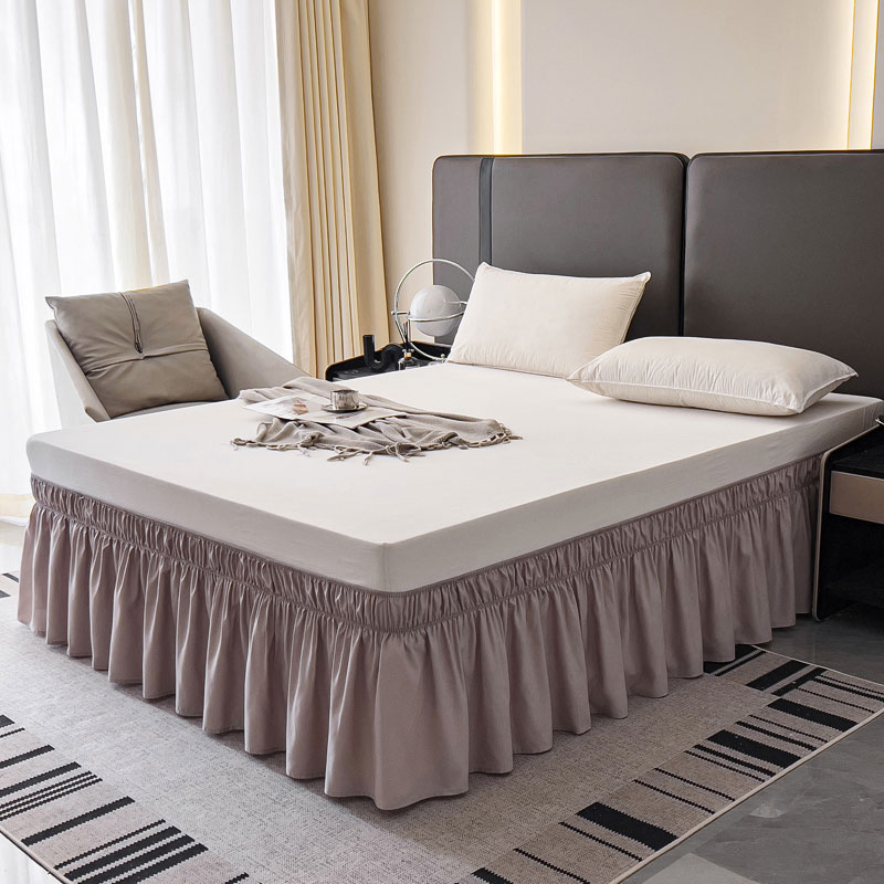可定制】防滑床裙式遮丑下摆通用简约挡灰尘花边床套松紧围裙四季