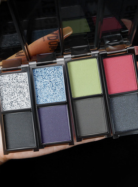 MGL清冷双色暗黑眼影盘珠光哑光闪粉偏光烟熏眼影红色黑色蓝色