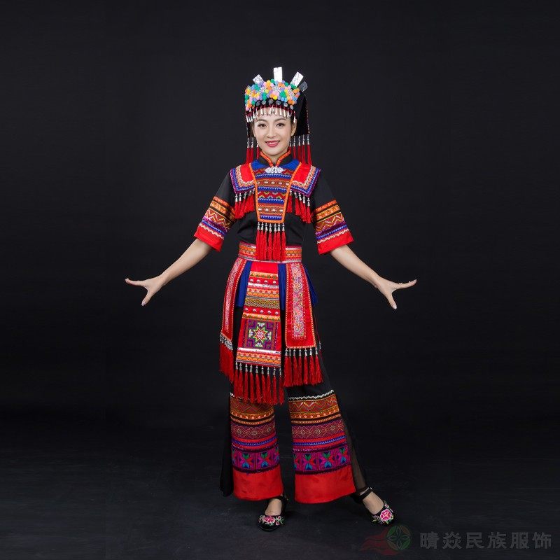 晴焱瑶族黑色舞台演出服