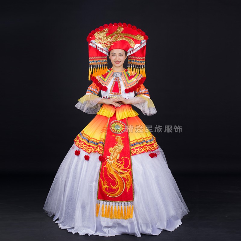 晴焱定制壮族民族服装凤凰大气盛装女装独唱走秀舞台表演服饰