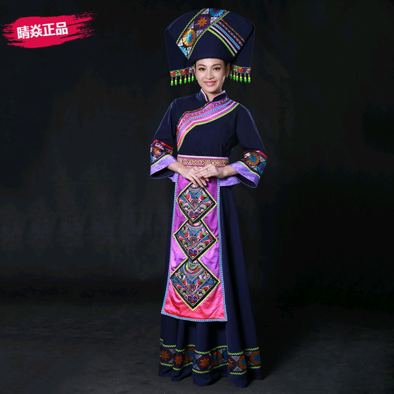 晴焱定制壮族演出服装民族风餐饮工作服装主持人服装礼仪服女装