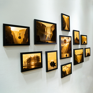 新款 饰照片墙卧室房间 夕阳帆船暖色调系列海报相框居家客厅背景装