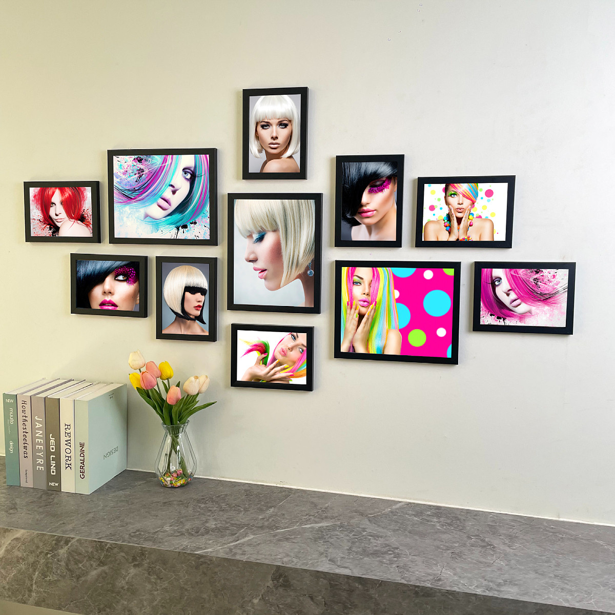 一把手理发店墙面装饰发型装饰画相框发廊美发店墙挂件墙壁照片墙