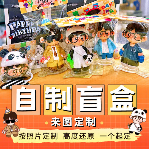 个人物自制盲盒定制作手办3diy小人偶公仔生日礼物情侣打印空盒子