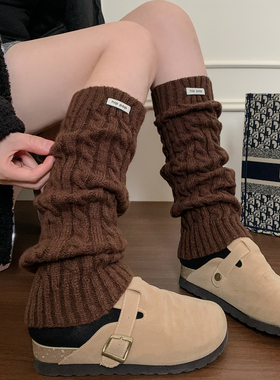 秋冬棕色中筒堆堆袜套灰色韩系保暖女生白色显瘦腿套2026新款爆款