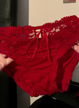 炽艳秘语~红色本命年镂空蕾丝内裤女2026马年绝美高级女士三角裤