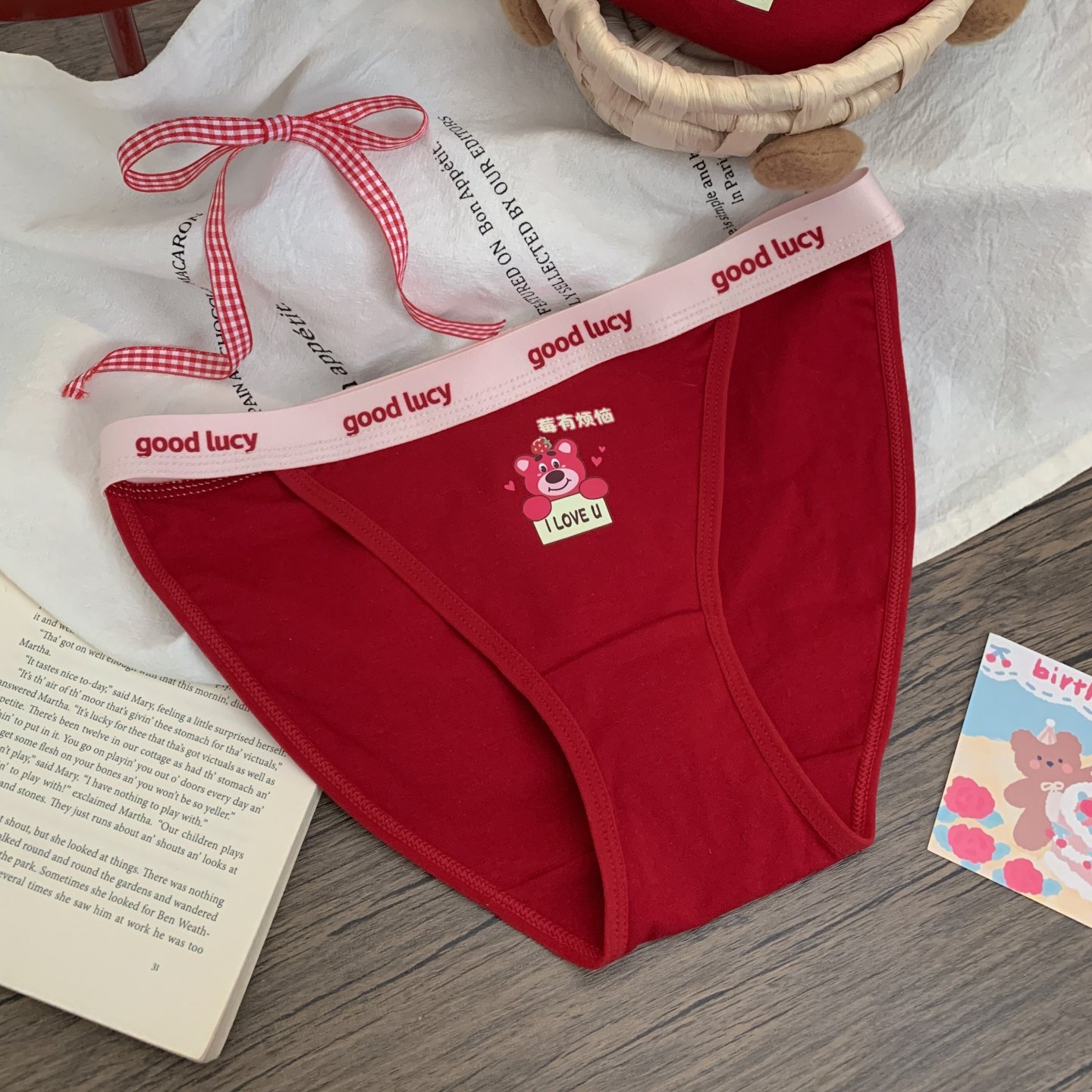 莓有烦恼~女生本命年性感高开叉细带红色马年纯棉内裤女2026属马,女士内衣/男士内衣/家居服,女三角裤,淘宝优惠券,粉丝福利购,淘宝优惠卷