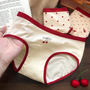 纯棉裆2026马年女士三角裤 女款 本命年女生可爱红色内裤 红樱甜叙