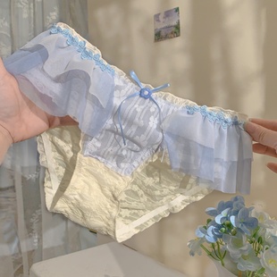 奶蓝纱语~女生绝美高颜值女款透气内裤女高级法式蕾丝女士三角裤