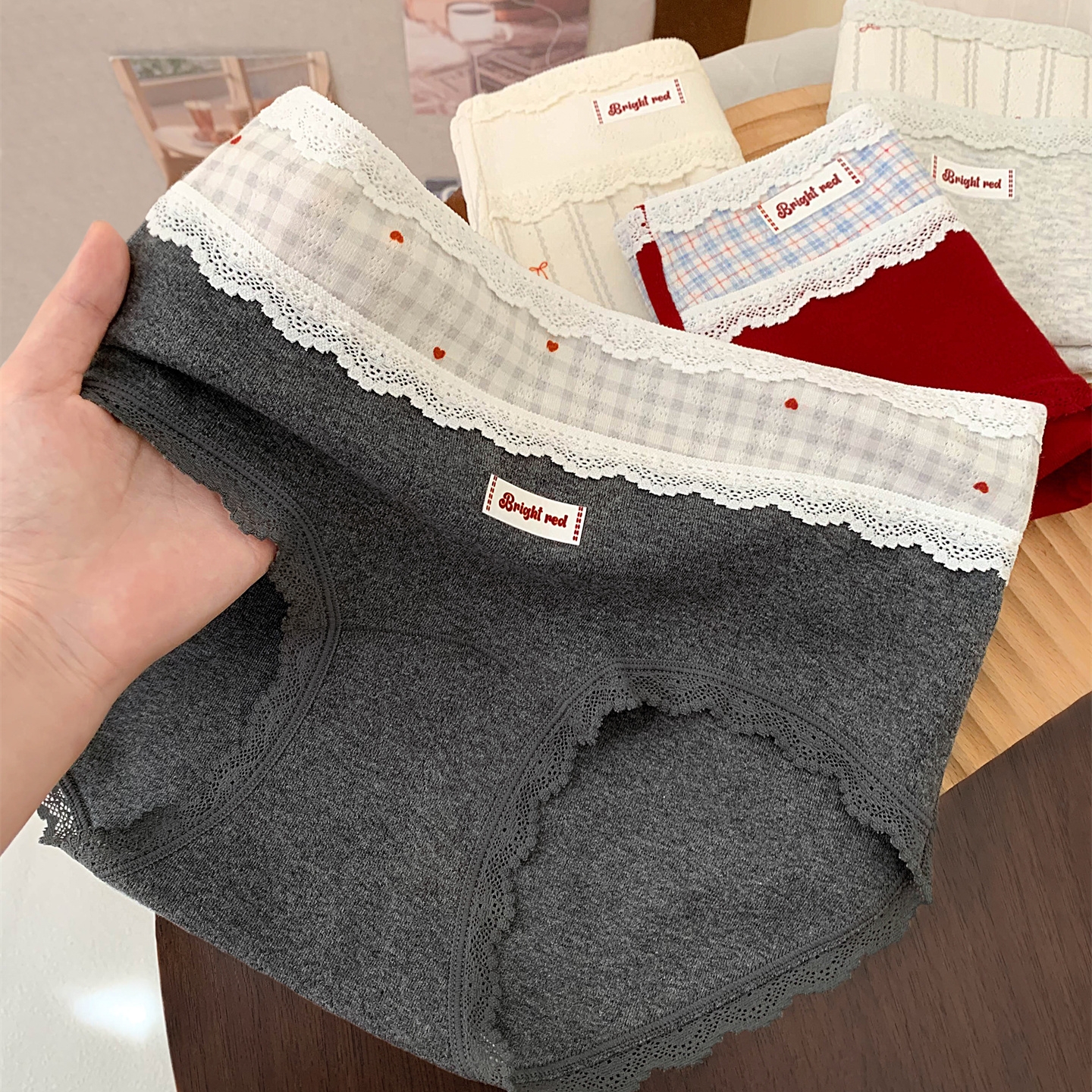 复古撞色拼接棉质加长裆内裤