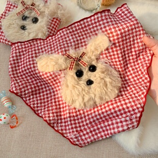 舒适款 女绝美中腰高颜值女士三角裤 红色本命年可爱内裤 软萌小狗