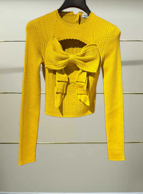 叁正品25秋蝴蝶结针织上衣LF25Q51ZB289-250