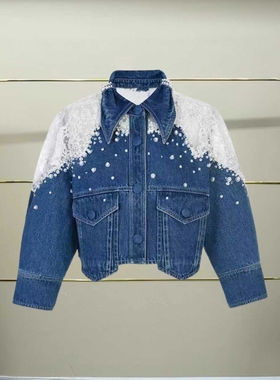 肆正品25夏牛仔蕾丝拼接外套LF25X21NC189-250