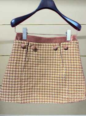 叁正品25秋撞色千鸟格A字半裙LF25Q51SS209-250