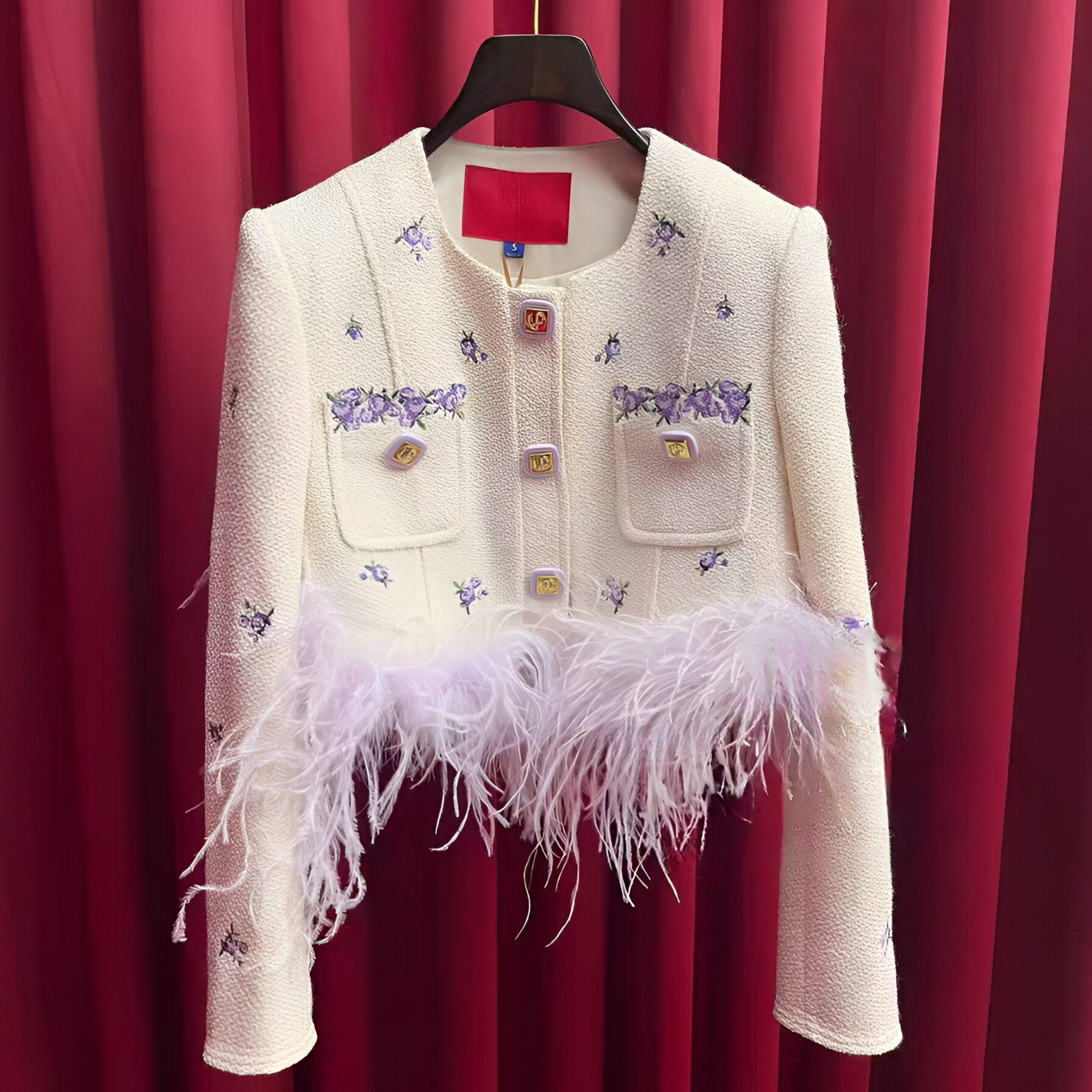 正品24春羽毛装饰刺绣短外套LF24C41SC173-240,女装/女士精品,短外套,淘宝优惠券,粉丝福利购,淘宝优惠卷