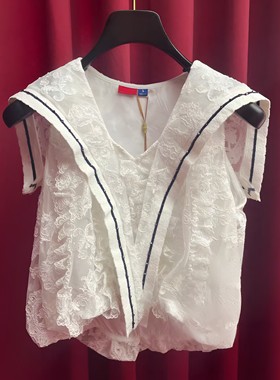 正品24夏网球运动蕾丝上衣LF24X51SB079-240