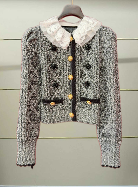 叁正品25秋拉夫领针织外套LF25Q41ZC055-250