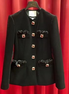 正品24秋宫廷风丝绒宽肩外套LF24Q00SC064-240