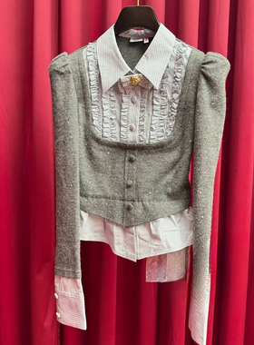 正品24冬针梭织拼接衬衫LF24D41SB382-240