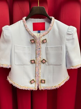 正品 24夏蓝色撞色饰边外套LF24X61SC066-240