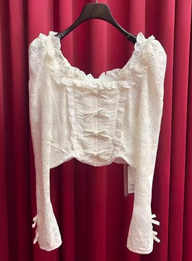 正品24春米白蕾丝女性化上衣LF24C11SB195-240