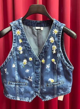 正品25春千金雏菊牛仔马夹LF25C61SM201-250