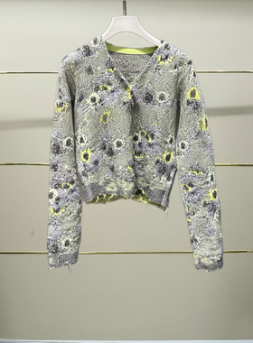 柒正品2025春款花卉毛针织开衫5P1313470-250h