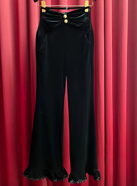 正品23冬 黑色丝绒长裤LF23D11SP207-230