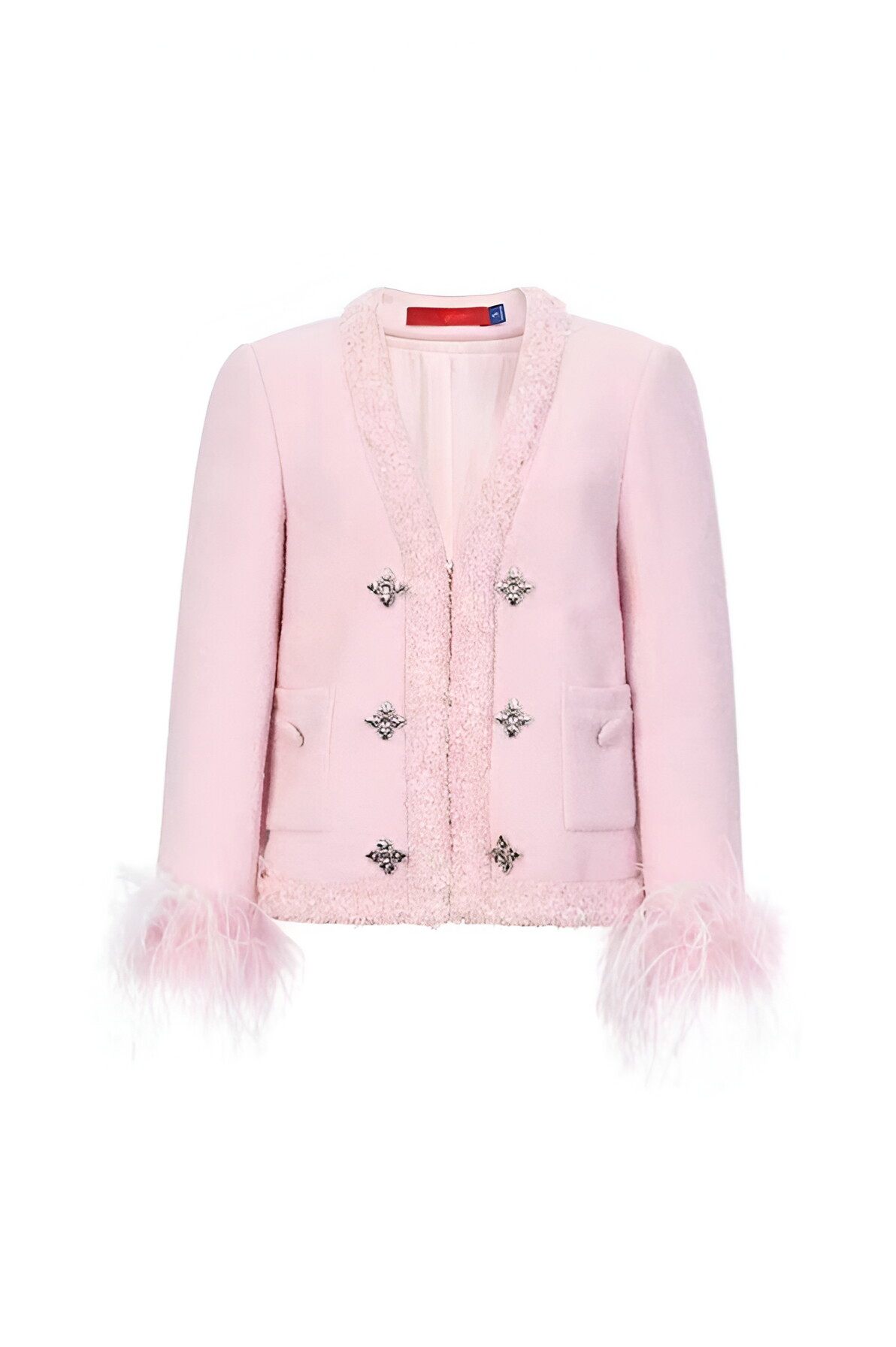 正品粉色粗花呢羽毛袖口外套LF24C11SC020-240,女装/女士精品,短外套,淘宝优惠券,粉丝福利购,淘宝优惠卷