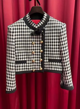 正品23春黑白格双门襟外套LF23C21C13B152-230