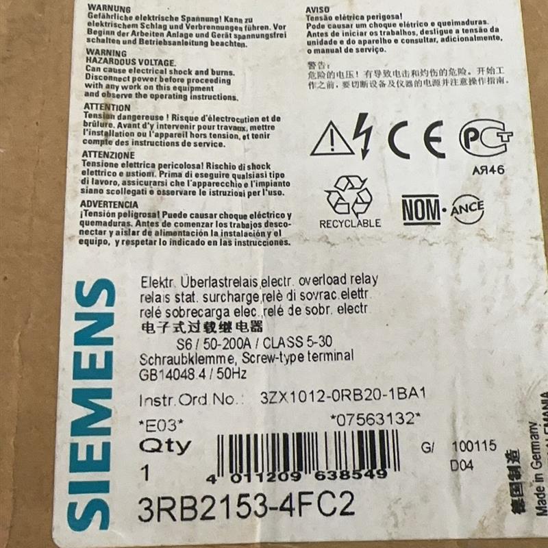 西门子 3RB2153-4FC2 全新库存备件