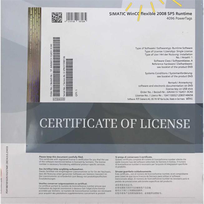 西门子库存现货6AV6613-1GA51-3CA0   PLC软件可编程控制系统