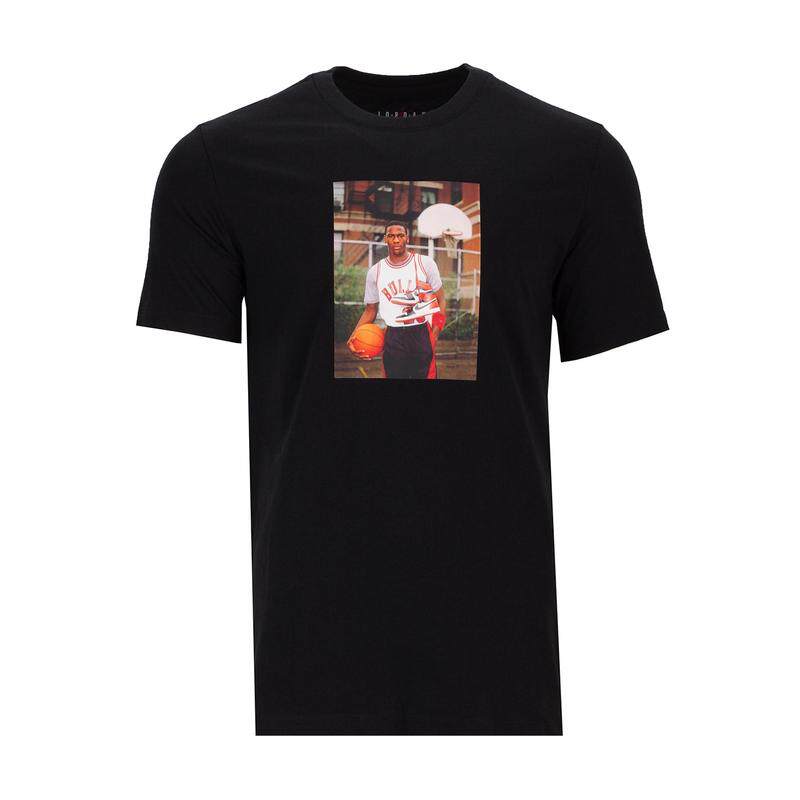 代购JORDAN男士运动T恤透气舒适日常穿着休闲黑色短袖圆领棉质