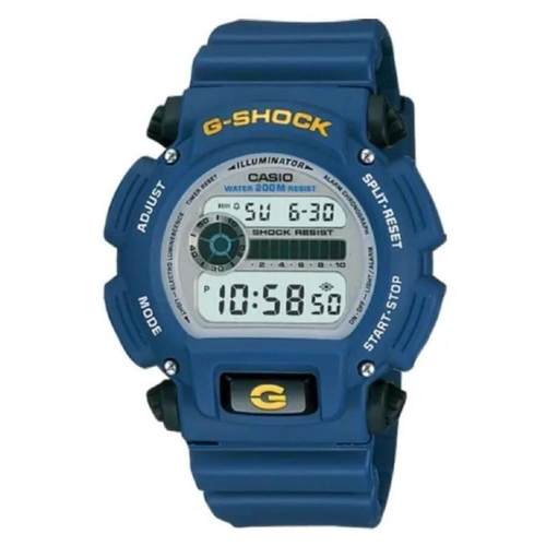 代购卡西欧男士腕表闹钟计时夜光日期树脂防水蓝色数字运动户外