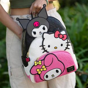 代购 Loungefly三丽鸥库洛米美乐蒂凯蒂猫夜光三口袋迷你双肩背包