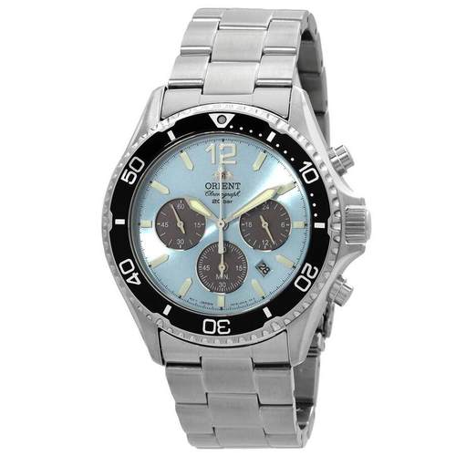 代购Orient东方男士腕表计时夜光日期太阳能钢带防水蓝盘金属
