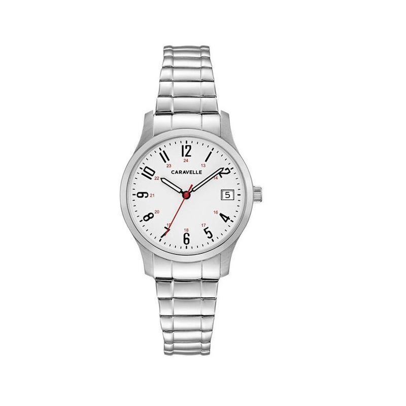 代购BULOVA宝路华手表女腕表日期夜光计时防刮钢带银色白盘防水