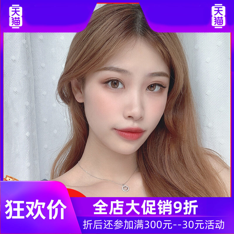 新款S925纯银项链女 日韩个性镶钻圆形笑脸吊坠 微笑表情简约百搭