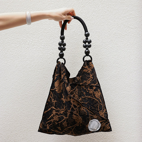 麻霖羊毛棉提花新中式手提包