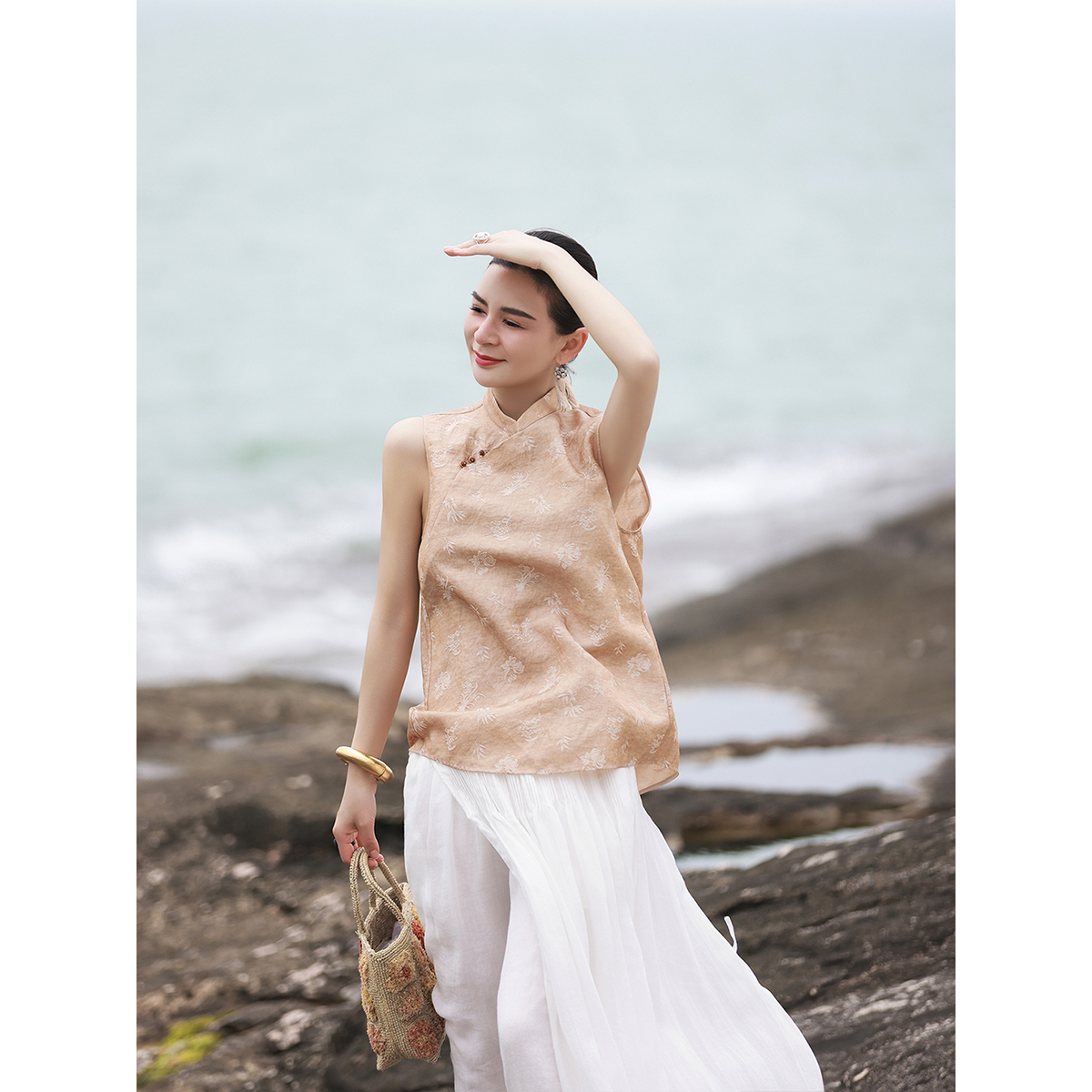 核桃扣新中式草木染上衣