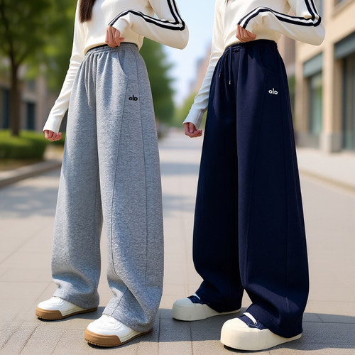 女童运动裤子秋冬阔腿裤