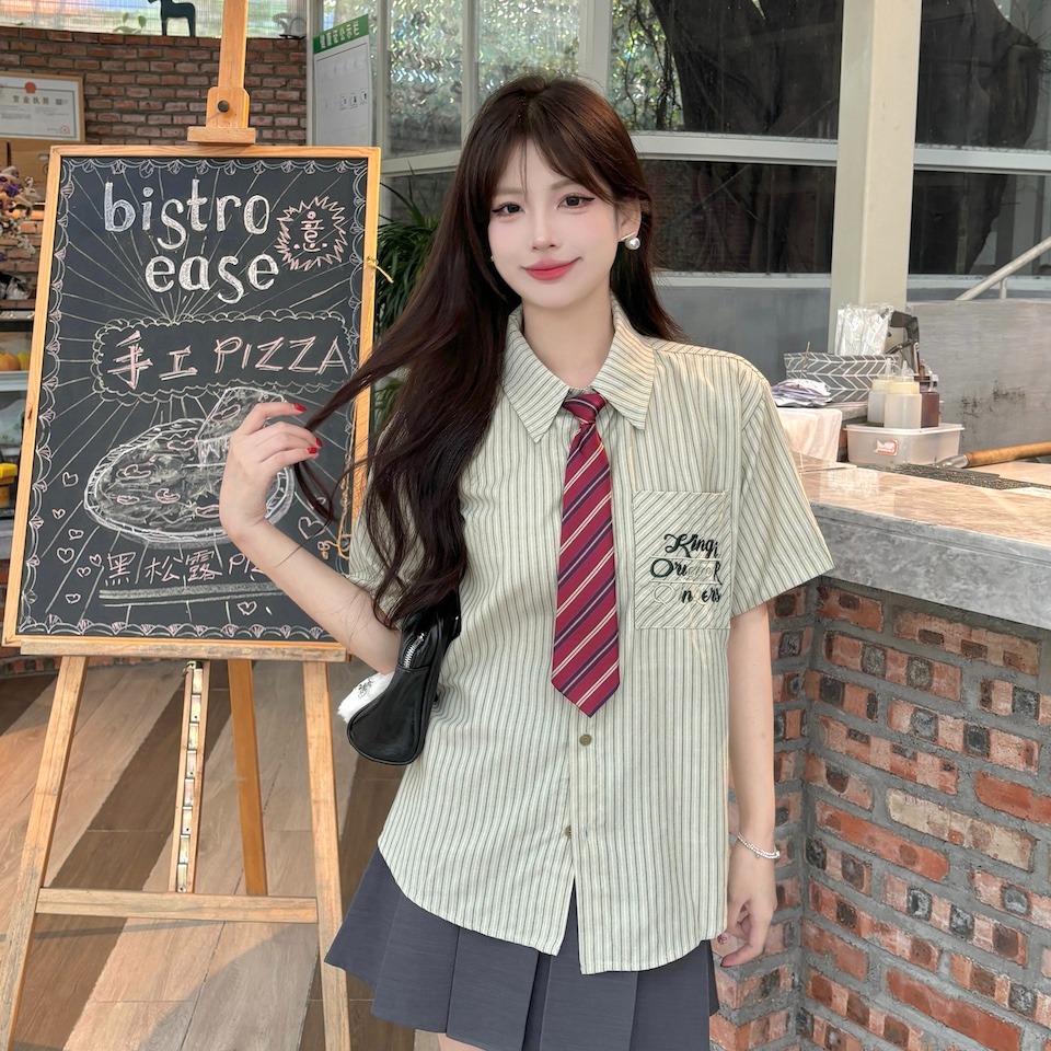 学院风短裙绿色jk制服百褶半裙