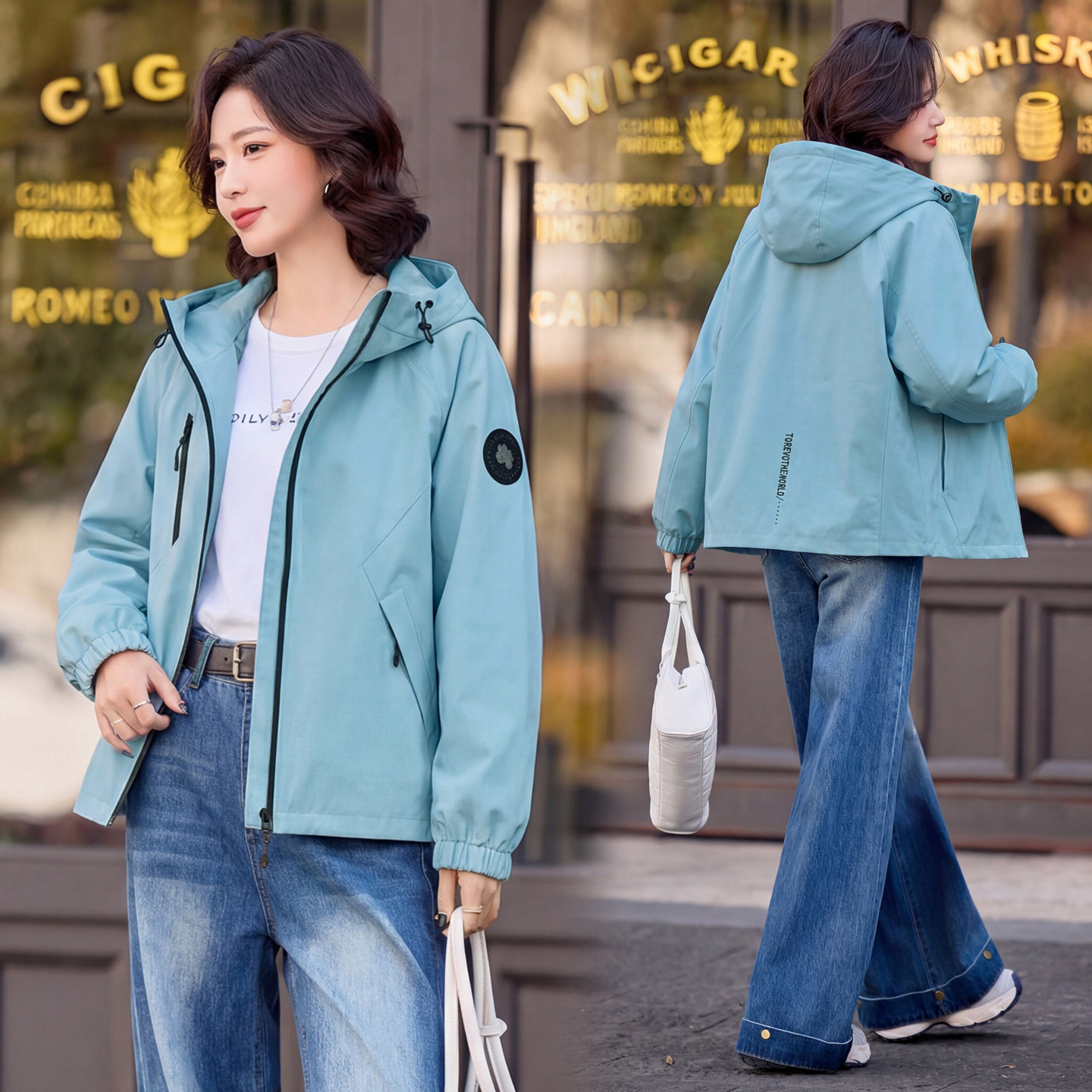 蓝色早春外套2026新款轻熟风高级感女装开衫夹克小个子妈妈上衣女