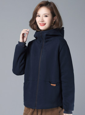 中年女士小个子妈妈加绒加厚外套