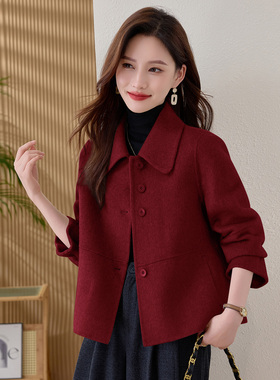 小个子喜妈妈高端婚宴礼服轻奢高级感婚宴红色外套双面呢羊绒大衣