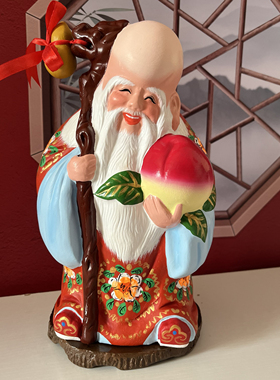 大寿星摆件 祝寿礼物 泥人张泥人摆件送老人八十大寿七十大寿生日