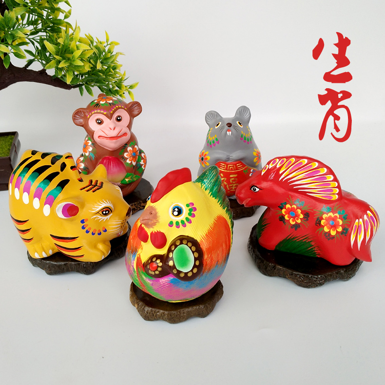 泥人张彩塑十二生肖工艺品摆设摆件 乡村鸡鸡年吉祥物龙鼠羊牛狗|msdalam kategori Ciri-ciri kraftangan, kesenian rakyat dan kraf Ciri-ciri, patung tanah liat/Clay patung/Miansu - dari Buy2taobao.com untuk memberikan perkhidmatan ejen Taobao profesional membeli