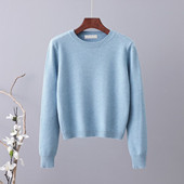短款 春秋宽松外穿简约矮个上衣 套头羊毛针织打底衫 毛衣女冬季 新款